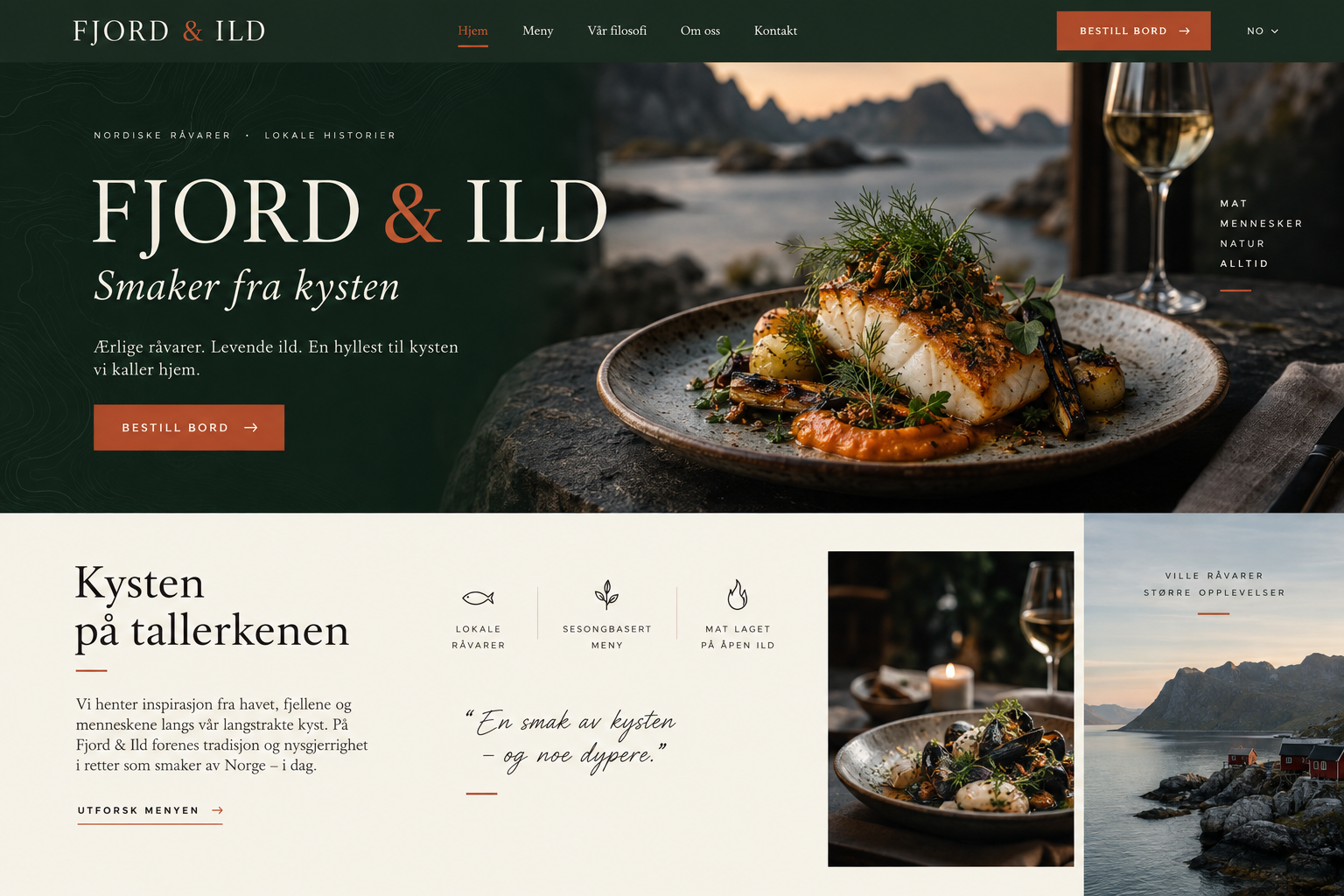 Nettsidemockup for restaurant